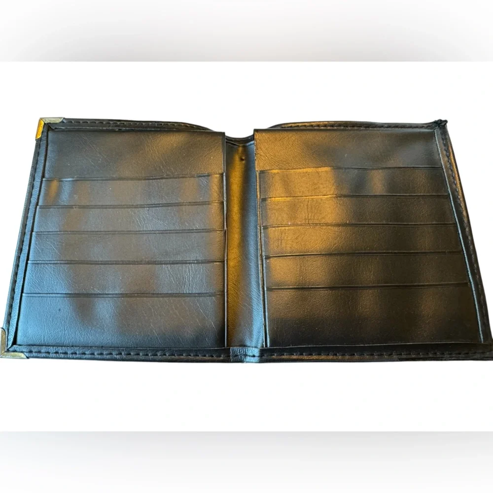 Vintage Black Faux Leather Vinyl DAD Men’s Bifold Wallet
